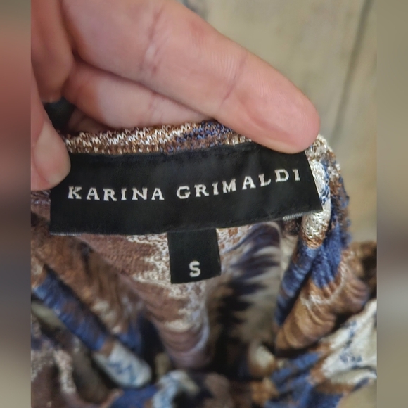 KARINA GRIMALDI Metallic zigzag strapless romper tie front. Size Small - Picture 3 of 13